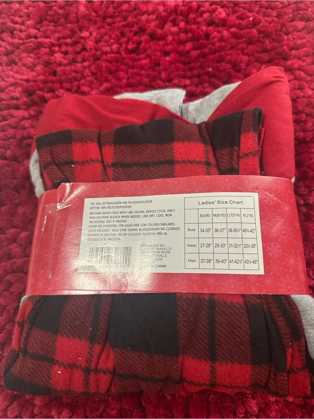 Ladies' Gray and Red Holiday Family Pajamas - 2 Piece PJ Set